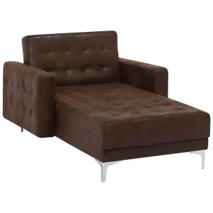 Faux Leather Chaise Lounge Brown ABERDEEN