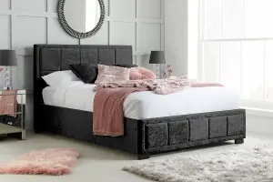 Birlea Hannover Small Double Bed Black Crushed Velvet