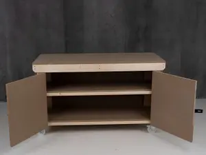 Wooden MDF Top Workbench With Lockable Cupboard (V.9) (H-90cm, D-70cm, L-120cm) double shelf and wheels