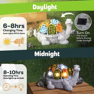 Large Solar Turtle Garden Ornament Indoor/Outdoor with 7 LED Lights