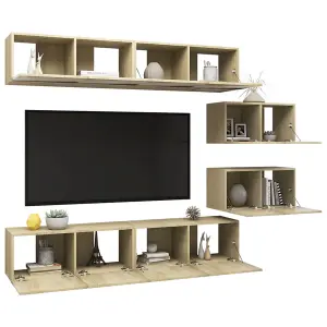 Berkfield 6 Piece TV Cabinet Set Sonoma Oak Engineered Wood