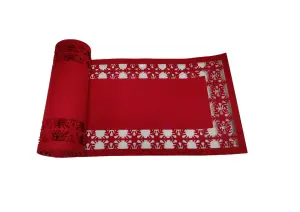 Snowflake Christmas Table Runner Red Felt Mat Xmas Dinner Center Runner 1.8M