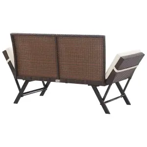 Berkfield Garden Bench with Cushions Brown 176 cm Poly Rattan