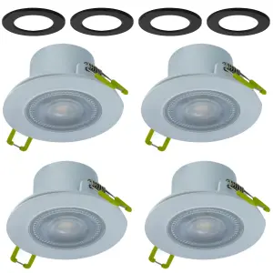 LED Downlights 5.5W 510lm 68mm Cut Out Dimmable 3000K (4 Pack) - Matt Black Bezels