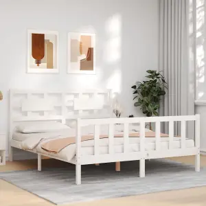 Berkfield Bed Frame with Headboard White 160x200 cm Solid Wood