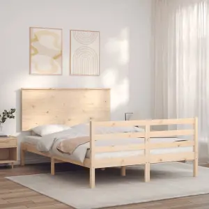 Berkfield Bed Frame with Headboard Small Double Solid Wood