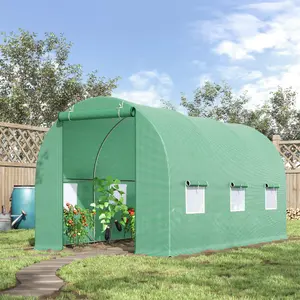 Outsunny Polytunnel Walk In Green House w/ PE Cover, 4.5 x 2 x 2m