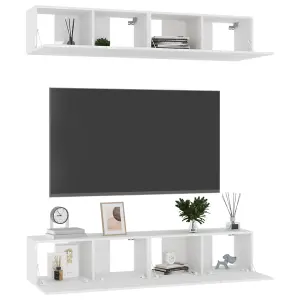 Berkfield TV Cabinets 4 pcs High Gloss White 80x30x30 cm Engineered Wood