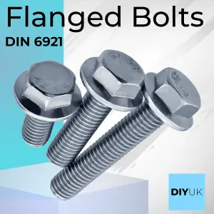 M5 x 12mm Flanged Hex Head Bolts ( 50 pcs ) Stainless Steel Flange Bolt Fully Threaded Hexagon A2 DIN 6921