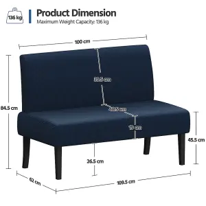 Yaheetech 2 Seater Small Sofa Armless Loveseat Sofa - Blue