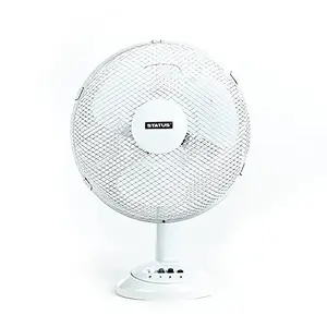 Status WX00405 Portable 12-Inch Oscillating Desk Fan White