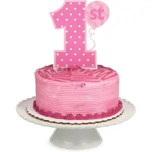 Creative Party Number 1 Polka Dot Cake Topper Pink/White (One Size)