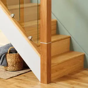 Clarity Glass Un-Grooved Oak Handrail and Base Rail Set 2400mm (L)2400mm (W)58mm (H)60mm