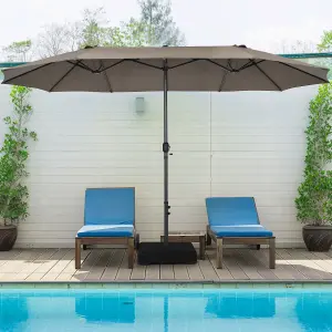 Costway 460 x 270 cm Outdoor Double Sided Umbrella Twin Size Patio Parasol w/ Metal Base