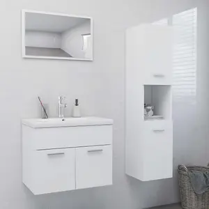 Berkfield Bathroom Furniture Set White Engineered Wood