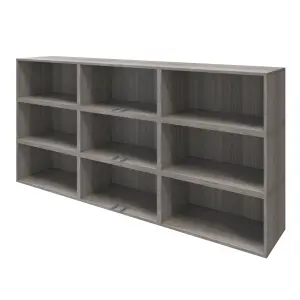 GoodHome Atomia Matt grey oak effect 9 compartment 9 Shelf Freestanding Rectangular Bookcase (H)1125mm (W)2250mm (D)350mm