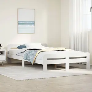 Berkfield Bed Frame without Mattress White 135x190 cm Double Solid Wood Pine