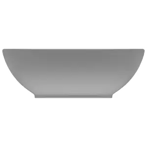 Berkfield Luxury Basin Oval-shaped Matt Light Grey 40x33 cm Ceramic