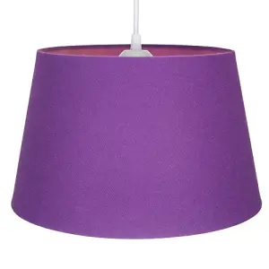 Traditional 30cm Purple Linen Fabric Drum Table/Pendant Shade 60w Maximum