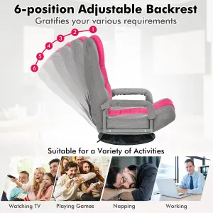 Costway Folding Floor Gaming Sofa Chair 6-Position Adjustable Recliner Swivel Armchair