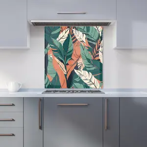 Autumn Tropical Leaves Premium Glass Kitchen Splashback W600mm x H750mm