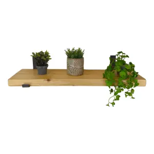 Reclaimed Wooden Shelf with Bracket Bent Up 6" 140mm - Colour Light Oak - Length 150cm