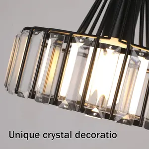 Luxury Crystal Pendant Ceiling Lamps For Dining Room Nordic Modern Chandelier Hanging Light Fixture Room Home Decor Pendant Lamp,Gold Black / Black