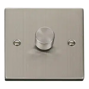 Stainless Steel 1 Gang 2 Way LED 100W Trailing Edge Dimmer Light Switch - SE Home