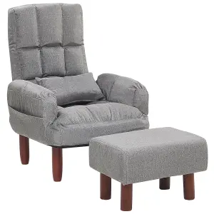 Recliner Chair OLAND with Footstool Fabric Grey