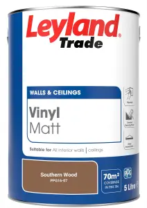 Leyland Trade Vinyl Matt Walls & Ceilings Emulsion Paint Southern Wood (PPG16-07) 5L