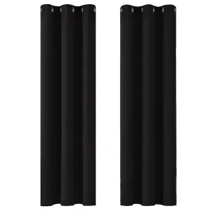 Deconovo Energy Saving and Noise Reducation Thermal Curtains Eyelet Blackout Curtains for Living Room Black 42 x 95 Inch 2 Panels