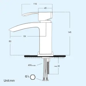 Nes Home Arke Bathroom Basin Mono Mixer Black Matt Tap With Basin Waste