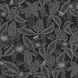 Galerie Ted Baker Fantasia Black/White Monflo Leaf Wallpaper Roll