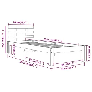 Berkfield Bed Frame Solid Wood 90x200 cm