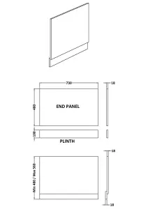 750mm Bath MDF End Panel & Plinth - Soft Black