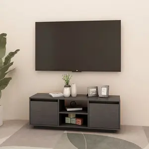 Berkfield TV Cabinet Grey 110x30x40 cm Solid Pinewood