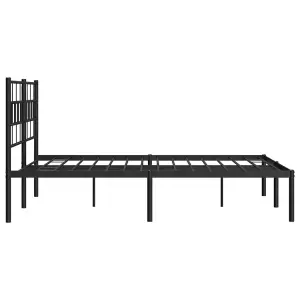 Berkfield Metal Bed Frame with Headboard Black 120x190 cm