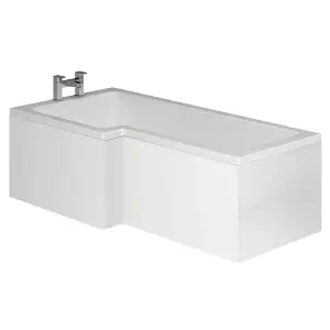 Novela Left Hand Super Strong L-Shape Shower Bath - 1700x820mm with White Bath Panel