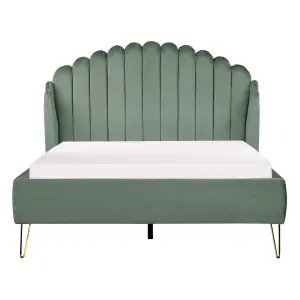 Velvet EU Double Size Bed Green AMBILLOU