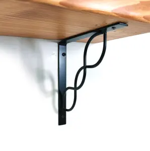 Wooden Rustic Shelf with Bracket WPRP Black 220mm 9 inches Light Oak Length of 160cm