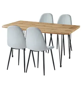 Hallowood Furniture Cullompton Large Dining Table 160cm with 4 Silver Grey Chairs