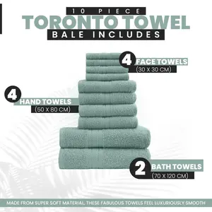 Oziel Terrycloth Bath Towels - Set of 10 Duck Egg