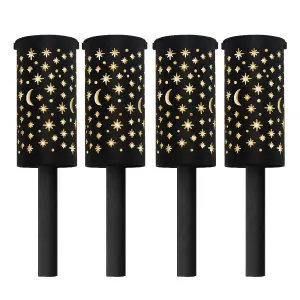 Gardenwize Pack of 4 Solar Powered Night Sky Stake Lanterns Decorative Pathway Lighting  Garden Lights