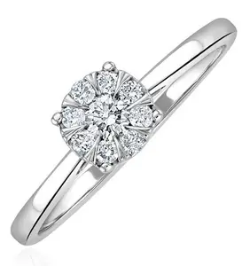 0.25Ct Lab Diamond Cluster Solitaire Ring H/Si In 925 Silver