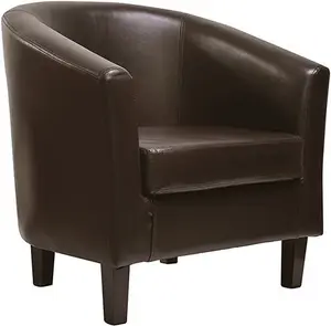 Mcc@Home Faux Leather Tub Chair Armchair Club Chair For Dining Living Room & Cafe [Black Brown Cream Red] (Brown)