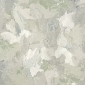 Galerie Julie Feels Home Green Abstract Shimmery Plain Paeonia Wallpaper Roll