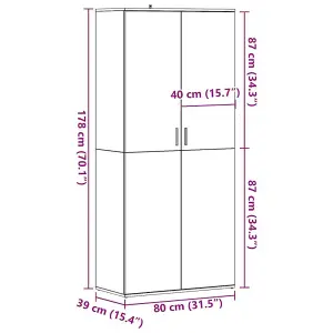 Berkfield Shoe Cabinet Old Wood 80x39x178 cm Engineered Wood