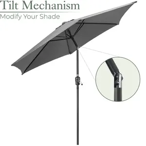 2.7m Crank and Tilt Parasol - Grey