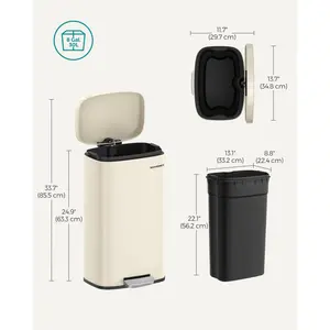 Steel Step On Rubbish Bin - 30L Sand Beige