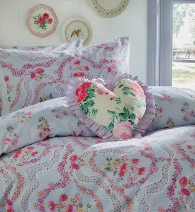 Cath Kidston Affinity Floral Duvet Cover Set Sky Blue Super King Bedding Set